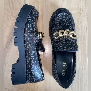 Guess Black Panther Loafers with Gold Chain